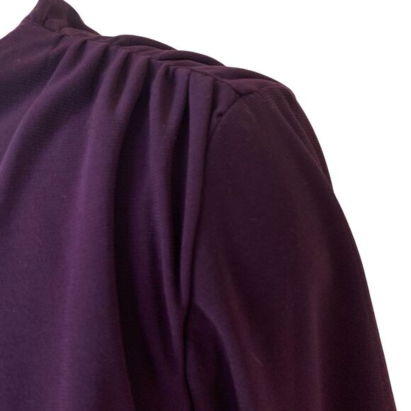 Lauren Ralph Lauren Dress Size 8 Purple Faux Wrap Ruched Short Sleeve V Neck - Picture 4 of 9